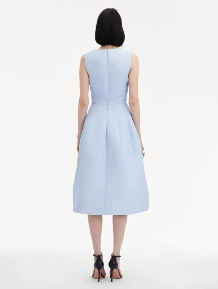 Women Chrysanthemum Stripe Cocktail Dress Yellow Light Blue Oscar De La Renta Dresses Women Chrysanthemum Stripe Cocktail Dress Yellow Light Blue Oscar De La Renta Dresses