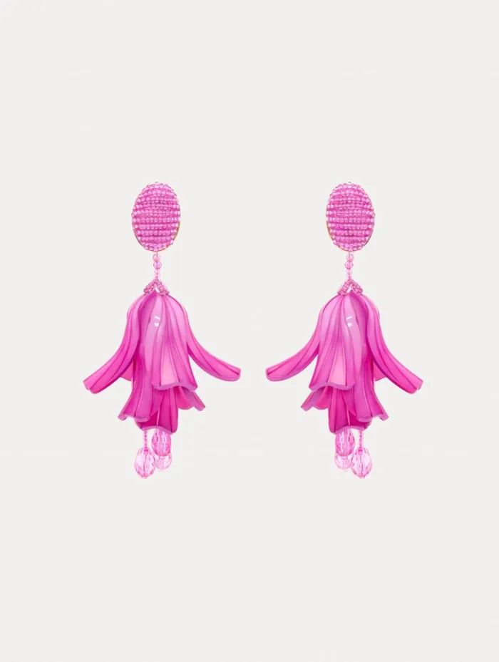 Women Classic Impatiens ClipOn Earrings Rose Oscar De La Renta Earrings