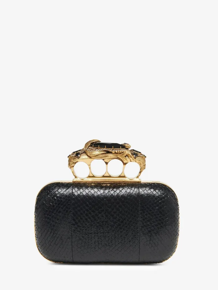 Women Clutches Alexander McQueen Snake Knuckle Clutch Black