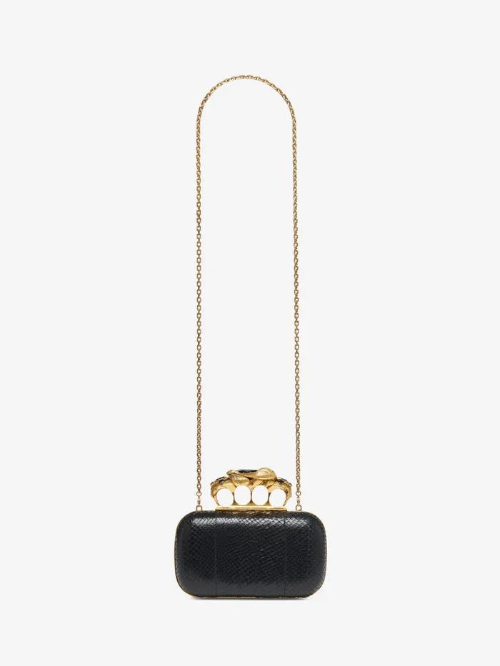 Women Clutches Alexander McQueen Snake Knuckle Clutch Black