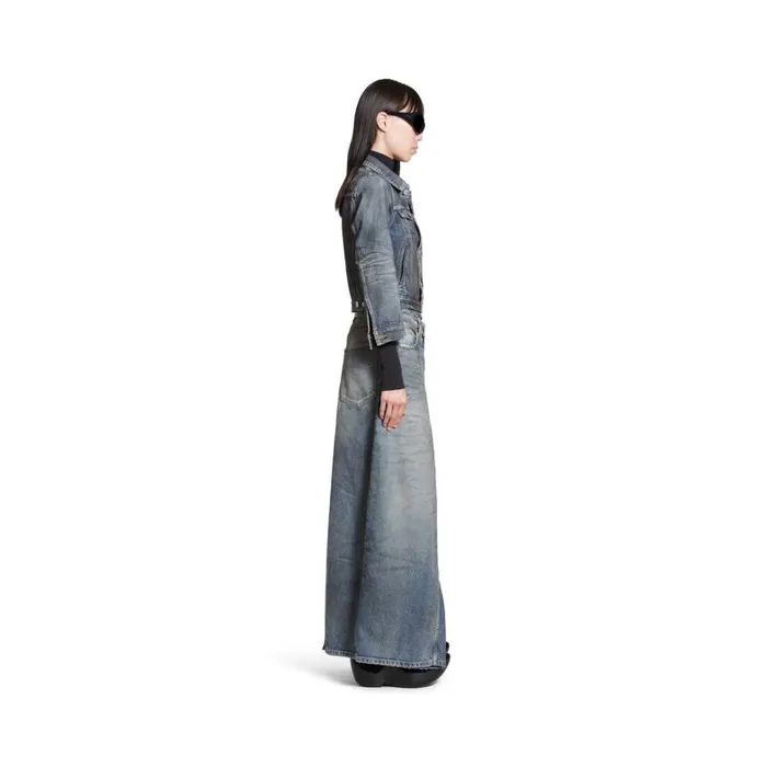 Women Coats and Jackets Balenciaga Shrunk Denim Jacket In Light Blue