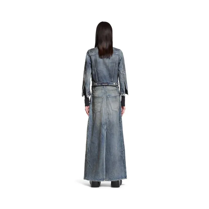 Women Coats and Jackets Balenciaga Shrunk Denim Jacket In Light Blue