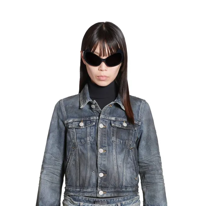 Women Coats and Jackets Balenciaga Shrunk Denim Jacket In Light Blue