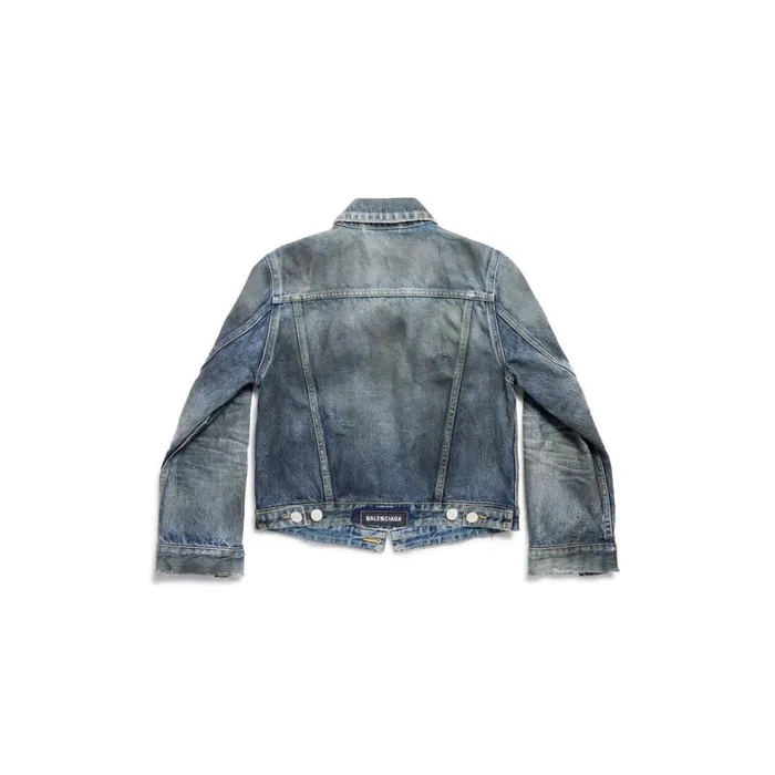 Women Coats and Jackets Balenciaga Shrunk Denim Jacket In Light Blue