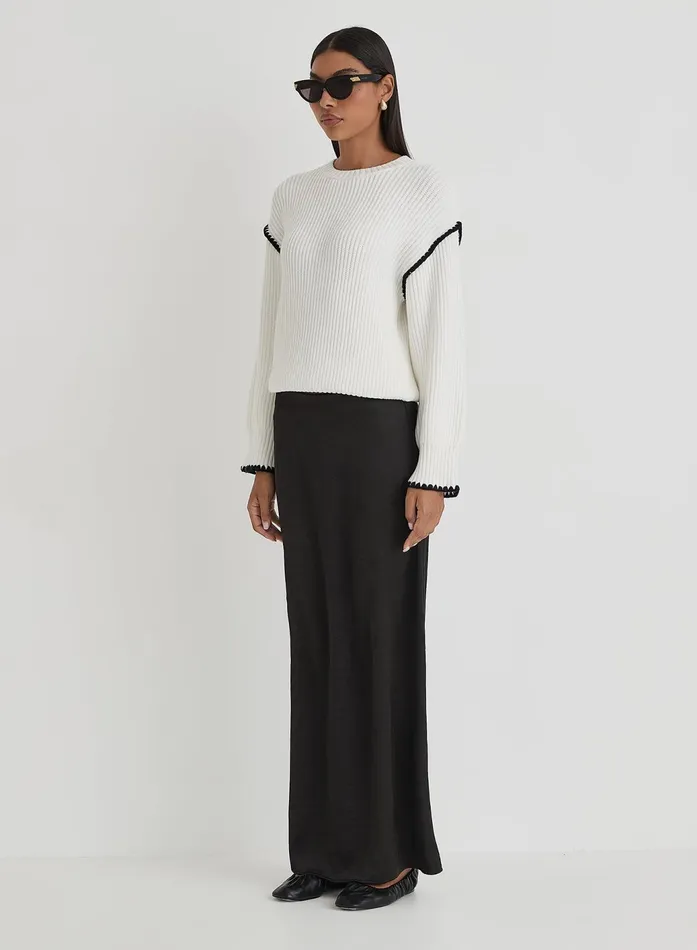 Women Cream Contrast Stitching Knit Jumper Hollie 4th and Reckless Knitwear
