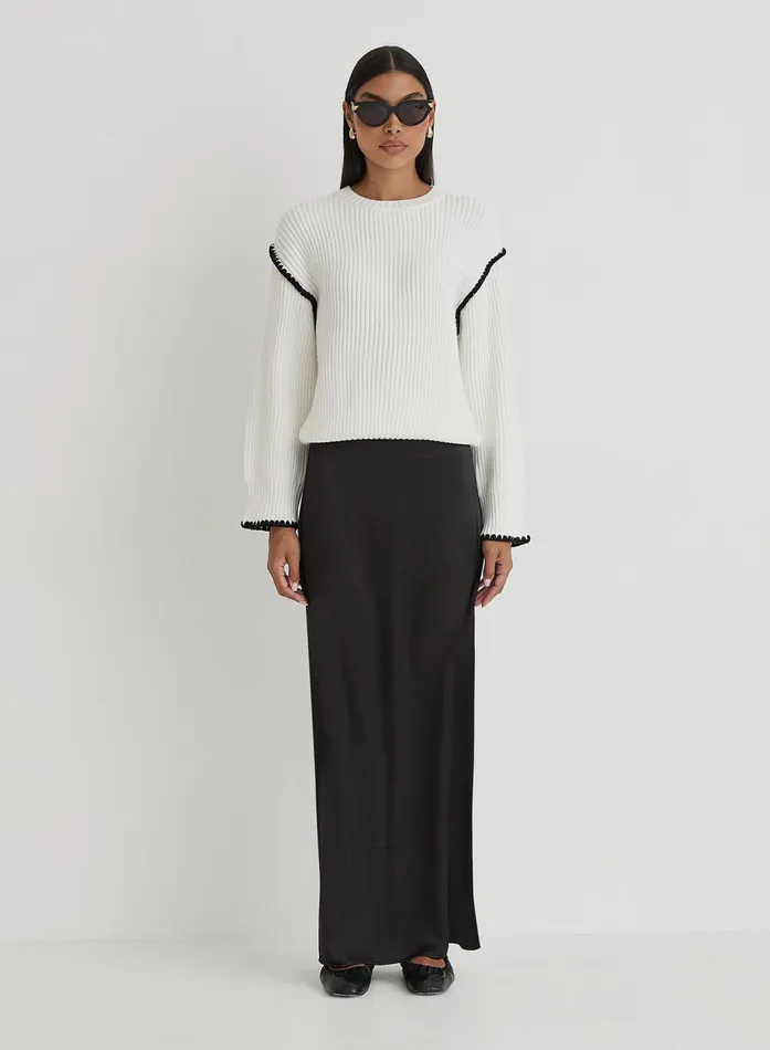 Women Cream Contrast Stitching Knit Jumper Hollie 4th and Reckless Knitwear