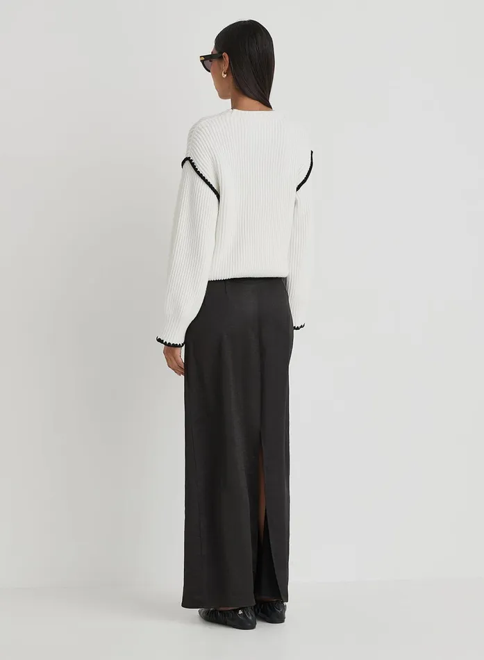 Women Cream Contrast Stitching Knit Jumper Hollie 4th and Reckless Knitwear