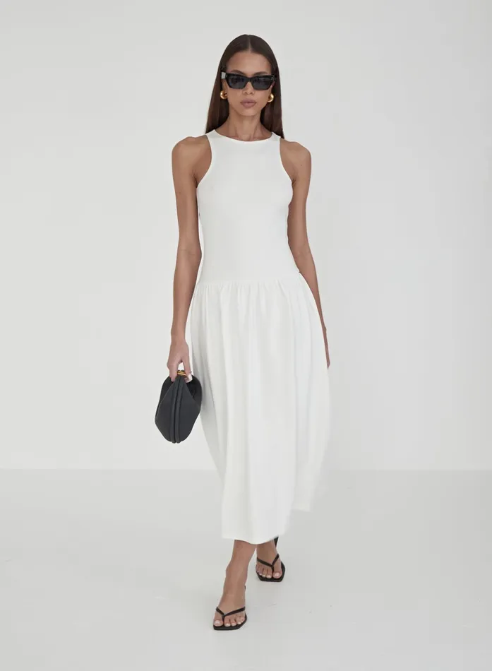 Women Cream Jersey Drop Waist Dress Shannon 4th and Reckless Dresses