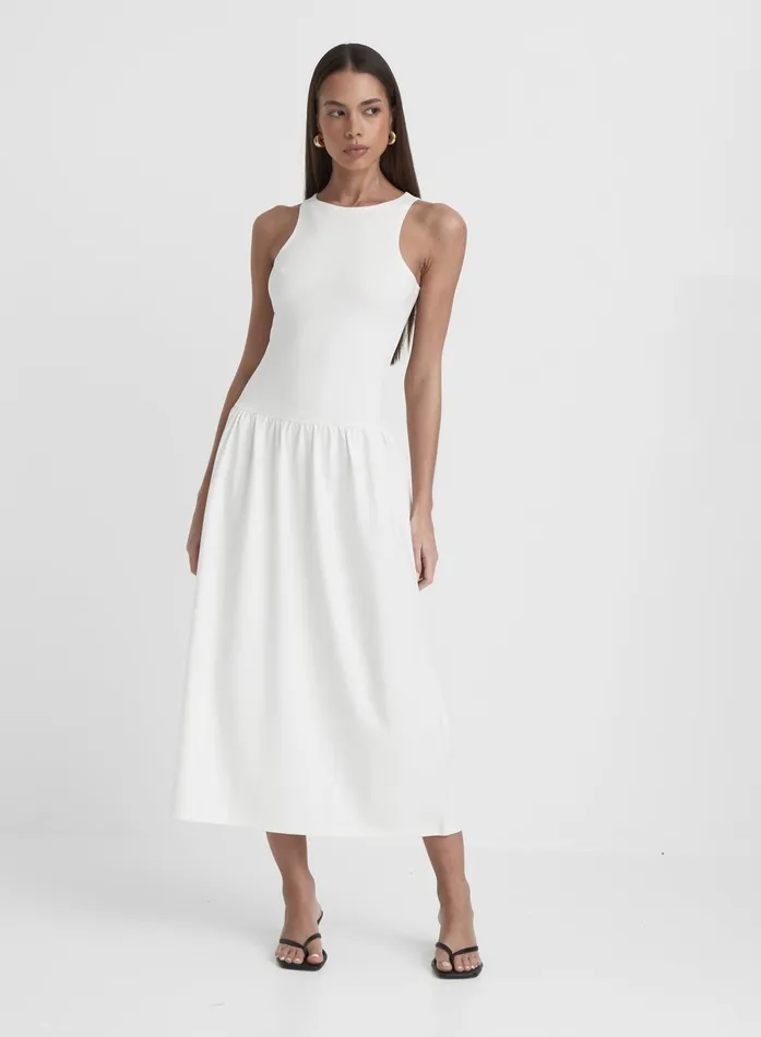 Women Cream Jersey Drop Waist Dress Shannon 4th and Reckless Dresses