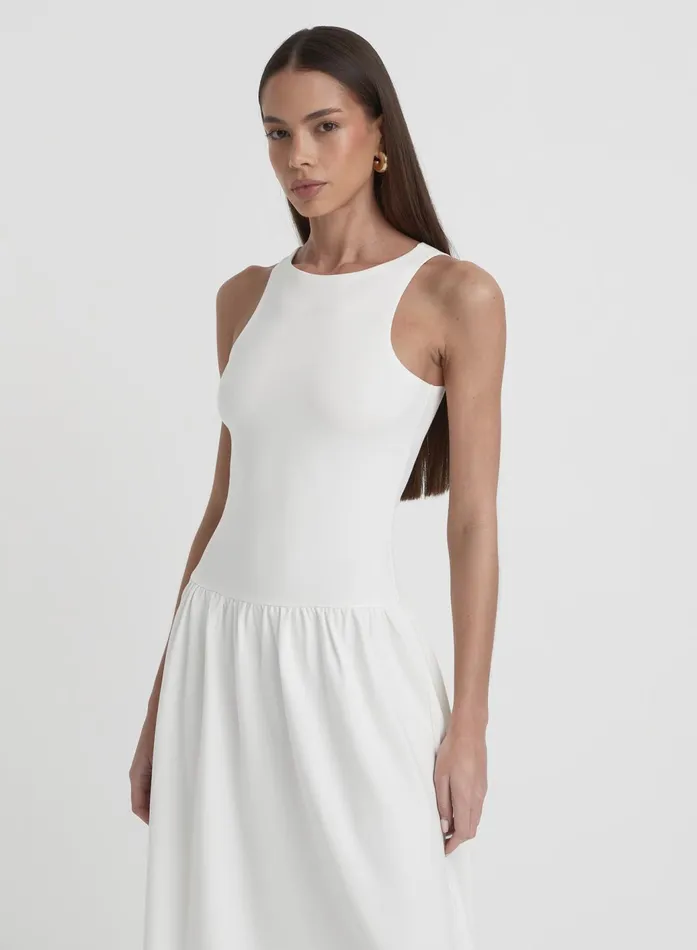 Women Cream Jersey Drop Waist Dress Shannon 4th and Reckless Dresses