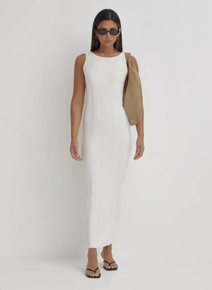 Women Cream Knitted Sleeveless Maxi Dress Sammie 4th and Reckless Knitwear
