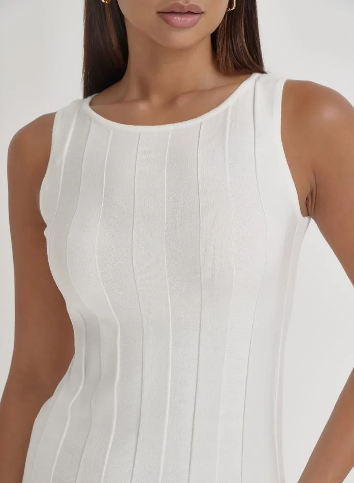 Women Cream Knitted Sleeveless Maxi Dress Sammie 4th and Reckless Knitwear Women Cream Knitted Sleeveless Maxi Dress Sammie 4th and Reckless Knitwear