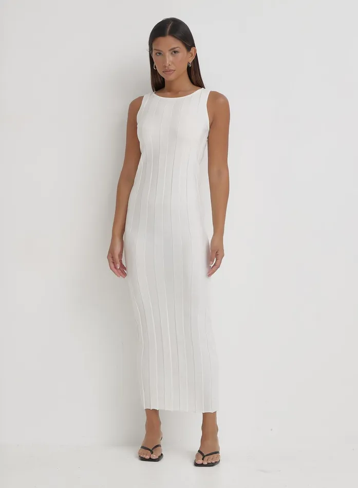 Women Cream Knitted Sleeveless Maxi Dress Sammie 4th and Reckless Knitwear Women Cream Knitted Sleeveless Maxi Dress Sammie 4th and Reckless Knitwear