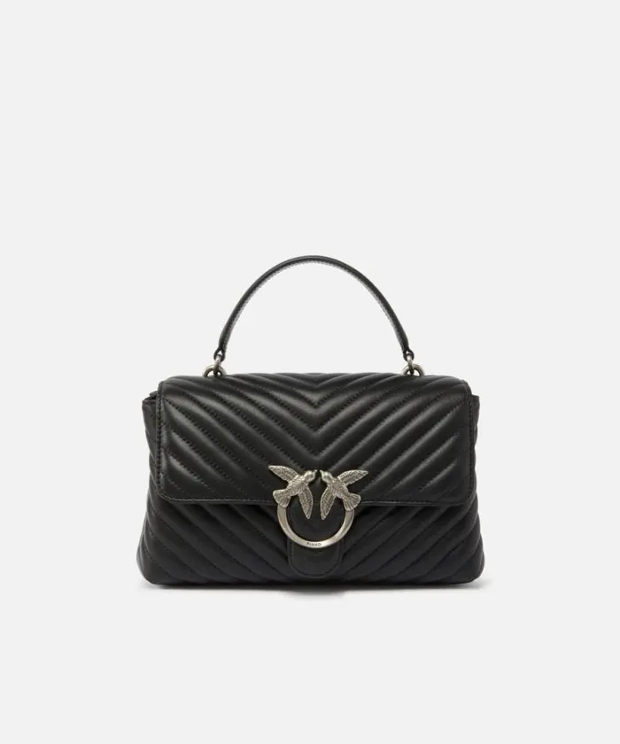 Women Crossbody Bags Pinko Classic Lady Love Bag Puff Chevron Blackold Silver Women Crossbody Bags Pinko Classic Lady Love Bag Puff Chevron Blackold Silver
