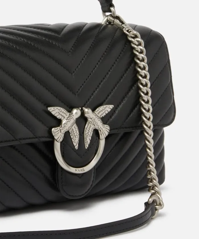 Women Crossbody Bags Pinko Classic Lady Love Bag Puff Chevron Blackold Silver Women Crossbody Bags Pinko Classic Lady Love Bag Puff Chevron Blackold Silver