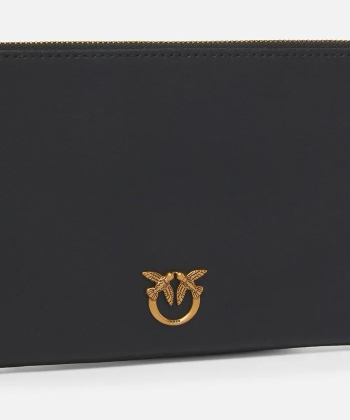Women Crossbody Bags Pinko Horizontal Flat Bag In Leather Blackantique Gold Women Crossbody Bags Pinko Horizontal Flat Bag In Leather Blackantique Gold