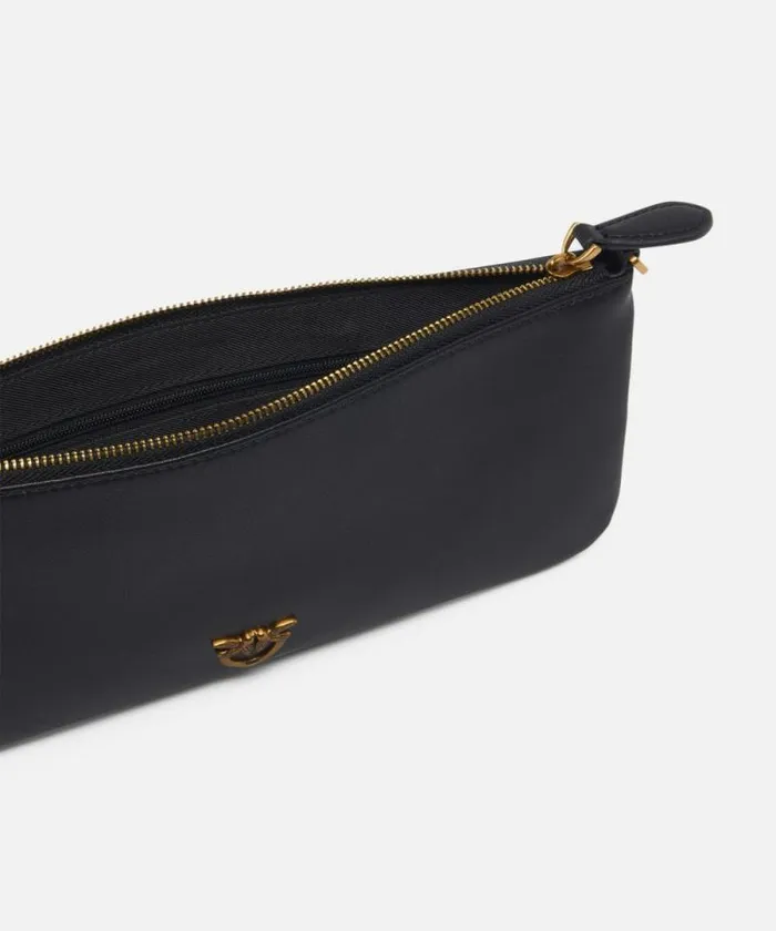 Women Crossbody Bags Pinko Horizontal Flat Bag In Leather Blackantique Gold Women Crossbody Bags Pinko Horizontal Flat Bag In Leather Blackantique Gold