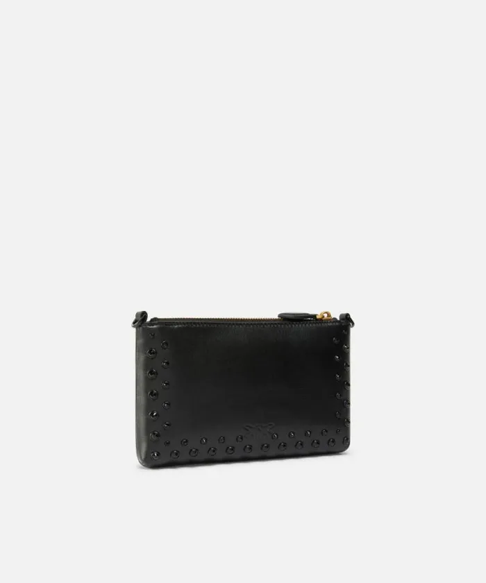 Women Crossbody Bags Pinko Laminated Evening Crossbody Bag With Rhinestones Limo Black Block Colour Women Crossbody Bags Pinko Laminated Evening Crossbody Bag With Rhinestones Limo Black Block Colour