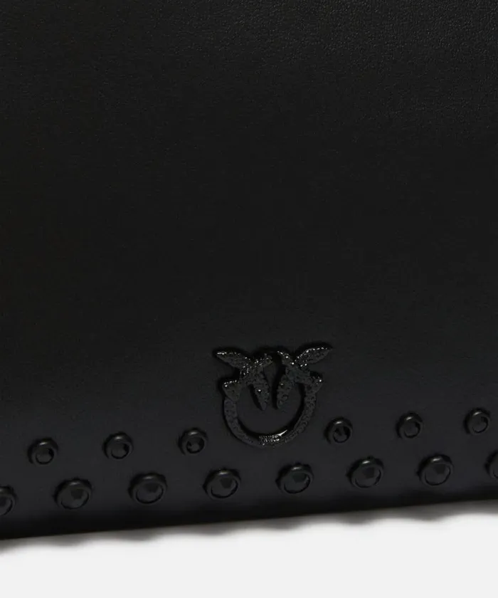 Women Crossbody Bags Pinko Laminated Evening Crossbody Bag With Rhinestones Limo Black Block Colour Women Crossbody Bags Pinko Laminated Evening Crossbody Bag With Rhinestones Limo Black Block Colour