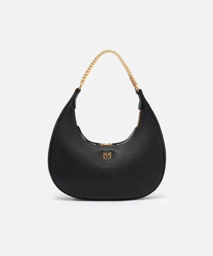 Women Crossbody Bags Pinko Large Tumbled Leather Shoulder Bag With Chain Blackantique Gold Women Crossbody Bags Pinko Large Tumbled Leather Shoulder Bag With Chain Blackantique Gold