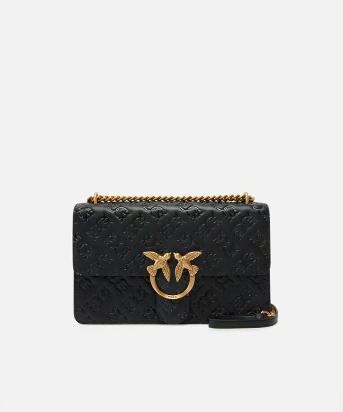 Women Crossbody Bags Pinko Love Bag Leather Crossbody Bag With Logo Blackantique Gold Women Crossbody Bags Pinko Love Bag Leather Crossbody Bag With Logo Blackantique Gold