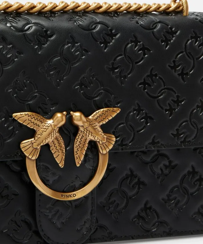Women Crossbody Bags Pinko Love Bag Leather Crossbody Bag With Logo Blackantique Gold Women Crossbody Bags Pinko Love Bag Leather Crossbody Bag With Logo Blackantique Gold