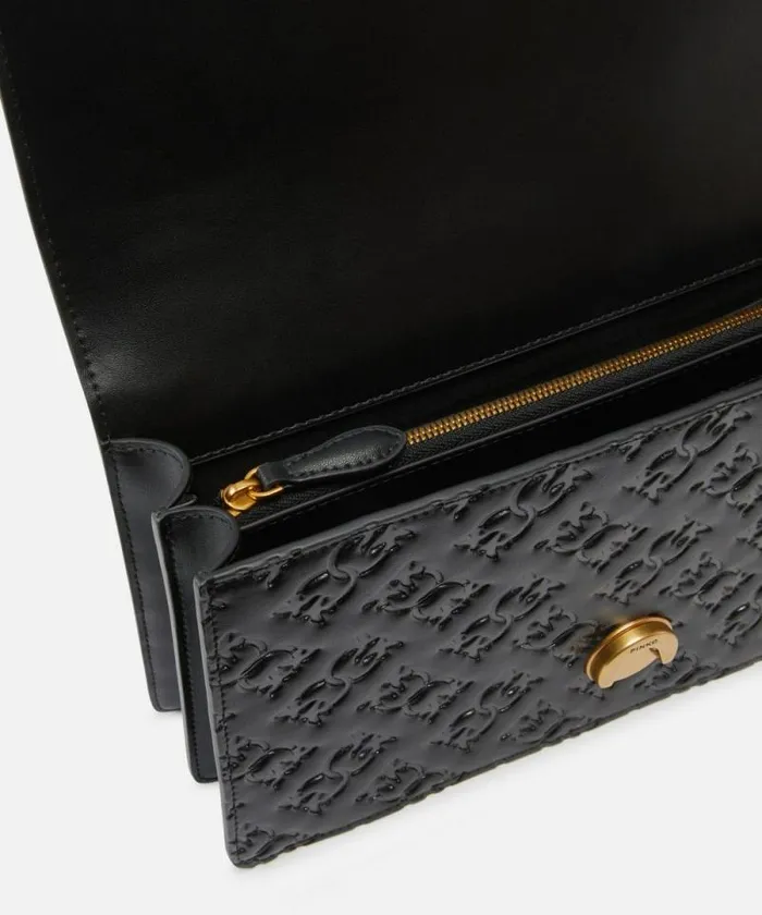 Women Crossbody Bags Pinko Love Bag Leather Crossbody Bag With Logo Blackantique Gold Women Crossbody Bags Pinko Love Bag Leather Crossbody Bag With Logo Blackantique Gold