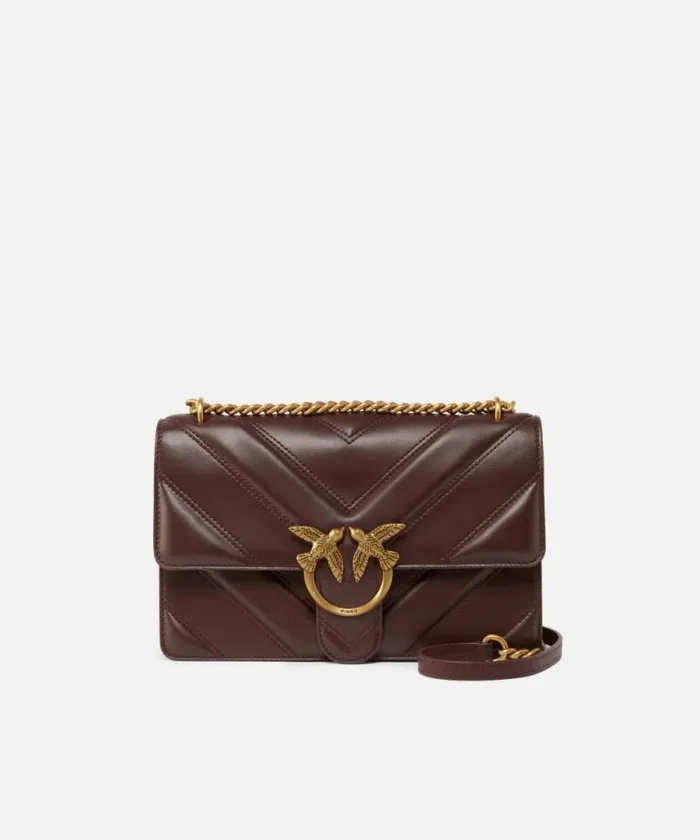 Women Crossbody Bags Pinko Love Bag Quilted Crossbody Bag With Chevron Motif And Logo Catawba Grapeantiquegold