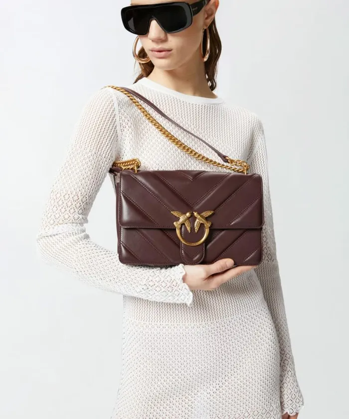 Women Crossbody Bags Pinko Love Bag Quilted Crossbody Bag With Chevron Motif And Logo Catawba Grapeantiquegold Women Crossbody Bags Pinko Love Bag Quilted Crossbody Bag With Chevron Motif And Logo Catawba Grapeantiquegold