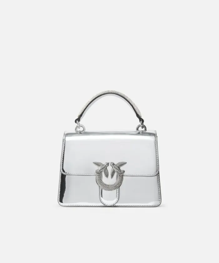 Women Crossbody Bags Pinko Mini Love Bag Handbag With Golden Mirror Effect Silvershiny Nickel Women Crossbody Bags Pinko Mini Love Bag Handbag With Golden Mirror Effect Silvershiny Nickel