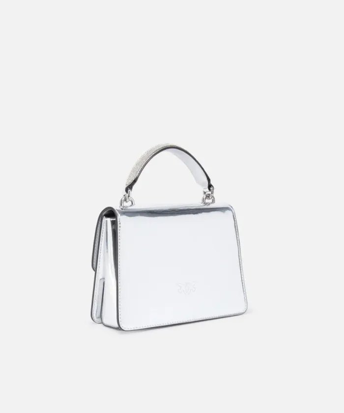Women Crossbody Bags Pinko Mini Love Bag Handbag With Golden Mirror Effect Silvershiny Nickel Women Crossbody Bags Pinko Mini Love Bag Handbag With Golden Mirror Effect Silvershiny Nickel