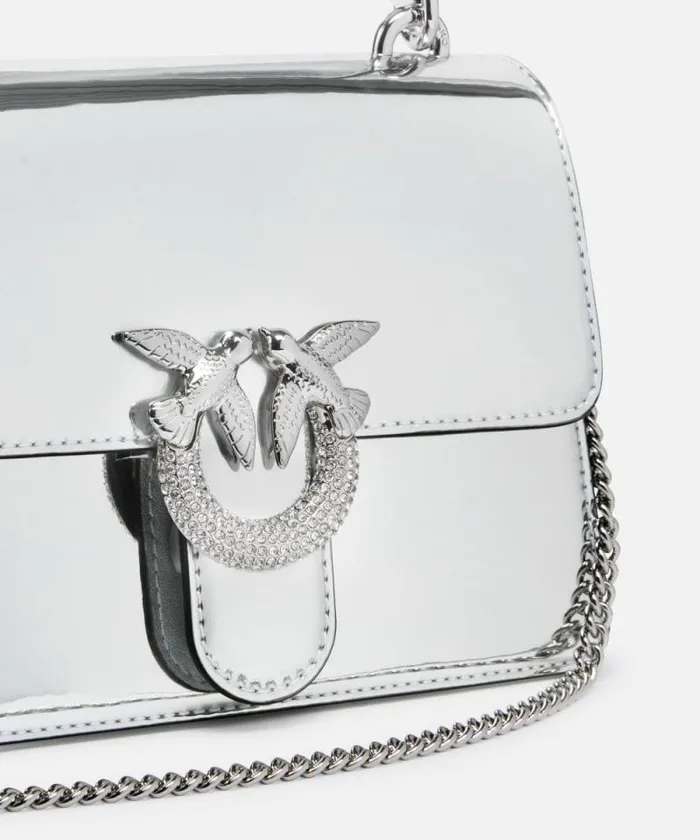 Women Crossbody Bags Pinko Mini Love Bag Handbag With Golden Mirror Effect Silvershiny Nickel Women Crossbody Bags Pinko Mini Love Bag Handbag With Golden Mirror Effect Silvershiny Nickel