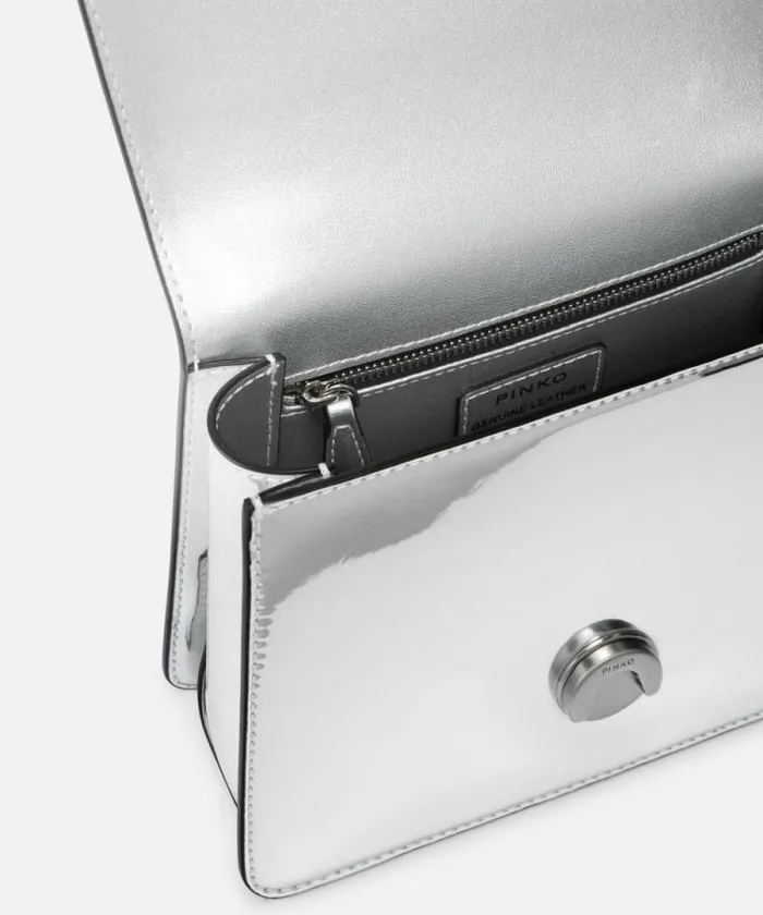 Women Crossbody Bags Pinko Mini Love Bag Handbag With Golden Mirror Effect Silvershiny Nickel Women Crossbody Bags Pinko Mini Love Bag Handbag With Golden Mirror Effect Silvershiny Nickel