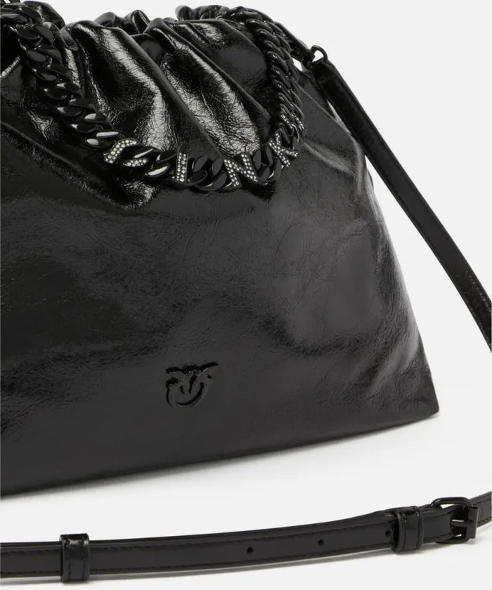 Women Crossbody Bags Pinko Naplak Leather Shoulder Bag With Chain Strap Limo Black Block Colour Women Crossbody Bags Pinko Naplak Leather Shoulder Bag With Chain Strap Limo Black Block Colour