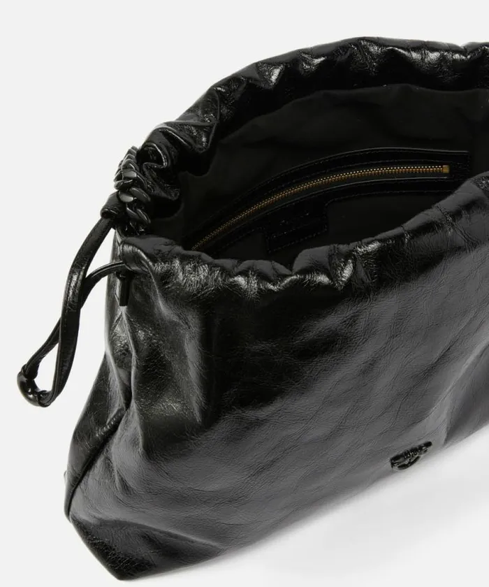 Women Crossbody Bags Pinko Naplak Leather Shoulder Bag With Chain Strap Limo Black Block Colour Women Crossbody Bags Pinko Naplak Leather Shoulder Bag With Chain Strap Limo Black Block Colour
