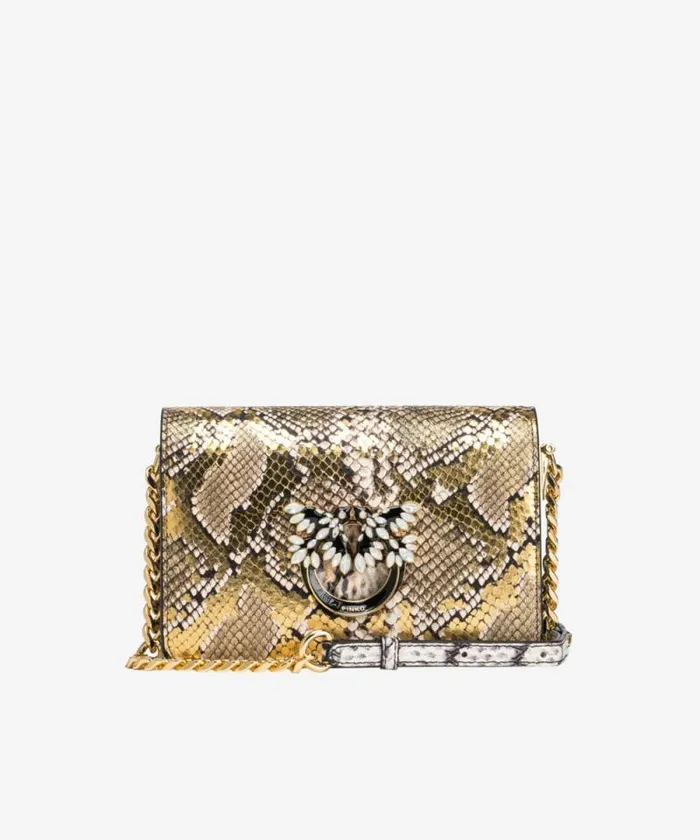 Women Crossbody Bags Pinko PINKO Galleria Mini Love Bag Click In Laminated Reptile Skin Goldgreygold Women Crossbody Bags Pinko PINKO Galleria Mini Love Bag Click In Laminated Reptile Skin Goldgreygold