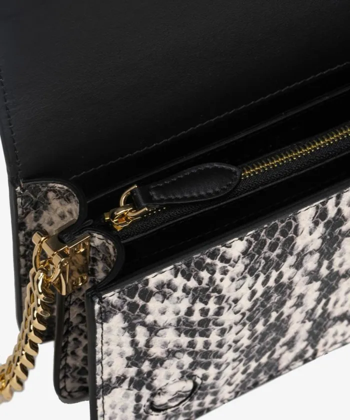 Women Crossbody Bags Pinko PINKO Galleria Mini Love Bag Click In Laminated Reptile Skin Goldgreygold