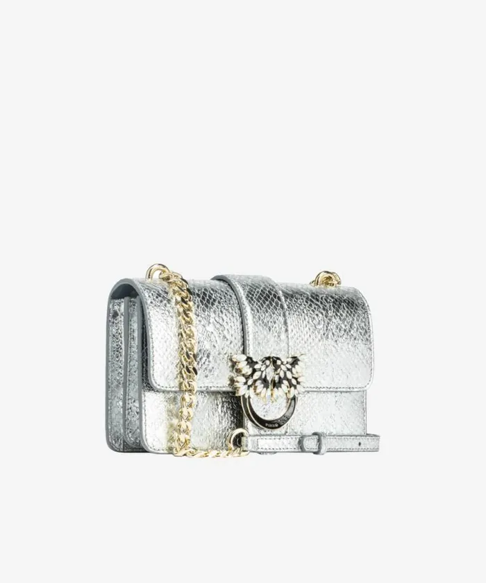 Women Crossbody Bags Pinko PINKO Galleria Mini Love Bag One In Punched Reptile Skin Silverlightgold Women Crossbody Bags Pinko PINKO Galleria Mini Love Bag One In Punched Reptile Skin Silverlightgold