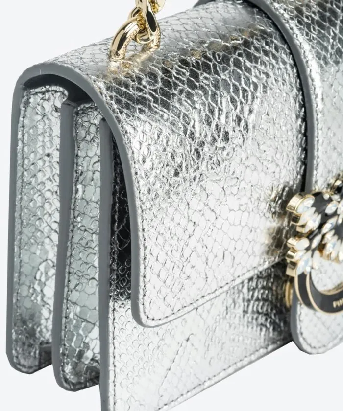 Women Crossbody Bags Pinko PINKO Galleria Mini Love Bag One In Punched Reptile Skin Silverlightgold Women Crossbody Bags Pinko PINKO Galleria Mini Love Bag One In Punched Reptile Skin Silverlightgold