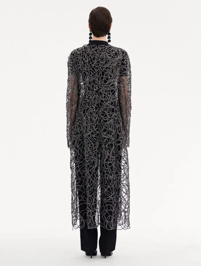 Women Crystal Embroidered Cord Coat Black Oscar De La Renta Jackets and Coats Women Crystal Embroidered Cord Coat Black Oscar De La Renta Jackets and Coats