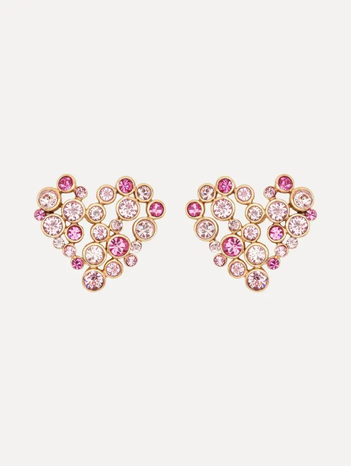 Women Crystal Heart ClipOn Earrings Rose Gold Multi Oscar De La Renta Earrings Women Crystal Heart ClipOn Earrings Rose Gold Multi Oscar De La Renta Earrings