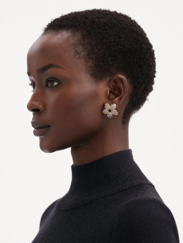 Women Crystal O Flower Earrings Light Sapphire Oscar De La Renta Earrings Women Crystal O Flower Earrings Light Sapphire Oscar De La Renta Earrings