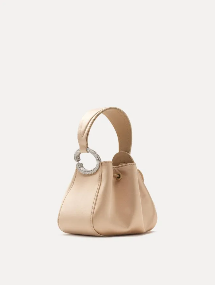 Women Crystal Pav Nano O Handle Bag Champagne Oscar De La Renta Handbags