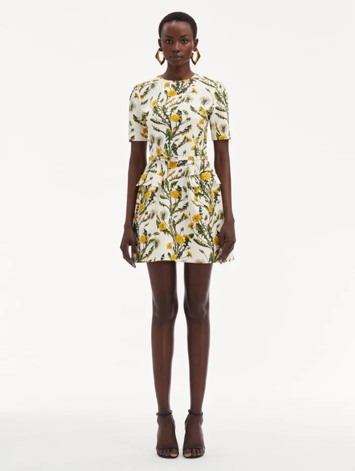Women Dandelion Cotton Cloqu Dress Yellow Ivory Oscar De La Renta Dresses Women Dandelion Cotton Cloqu Dress Yellow Ivory Oscar De La Renta Dresses