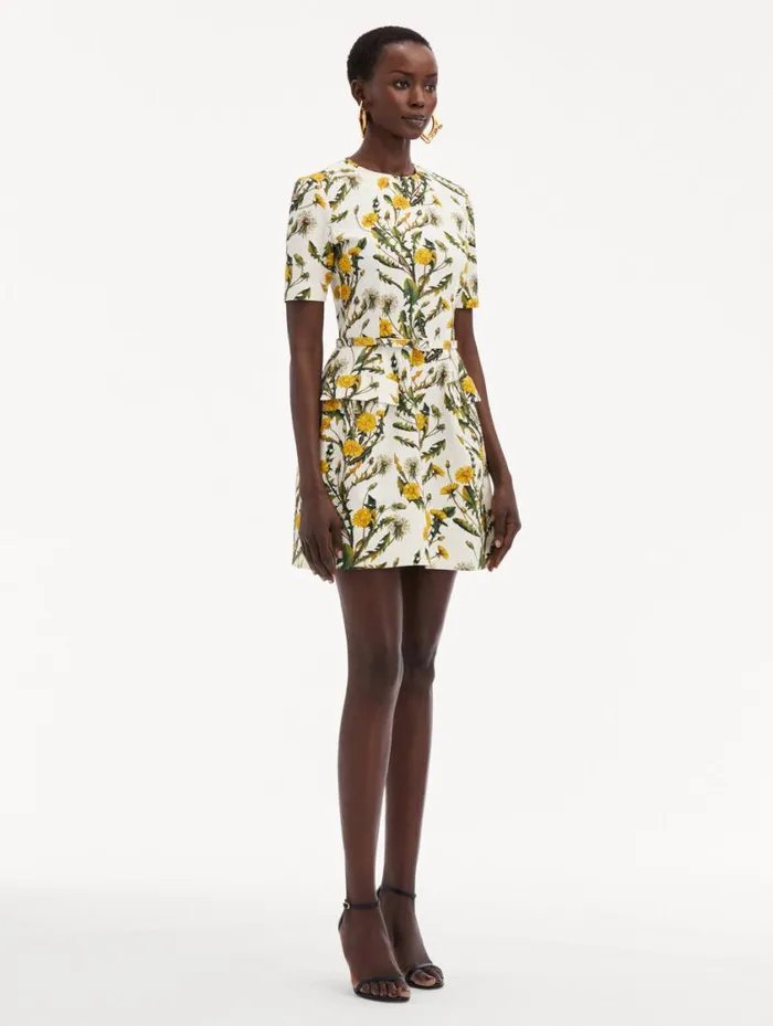 Women Dandelion Cotton Cloqu Dress Yellow Ivory Oscar De La Renta Dresses Women Dandelion Cotton Cloqu Dress Yellow Ivory Oscar De La Renta Dresses