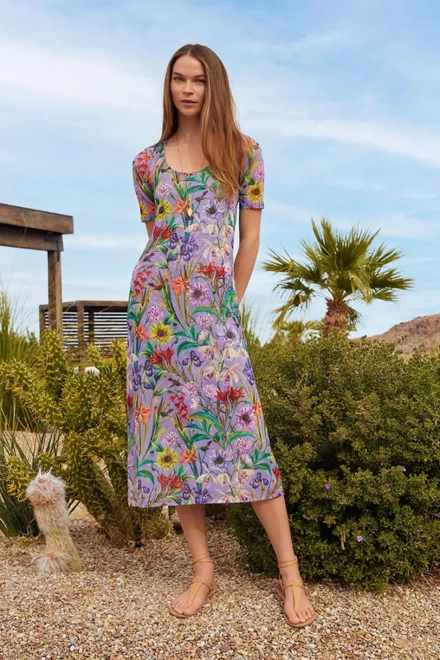 Women DAPHNE MESH MIDI DRESS Daphne Purple Johnny Was Dresses Women DAPHNE MESH MIDI DRESS Daphne Purple Johnny Was Dresses