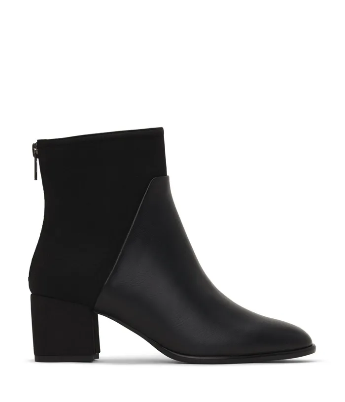 Women Dea Vegan Mid Heel Boots Black Matt and Nat Heels