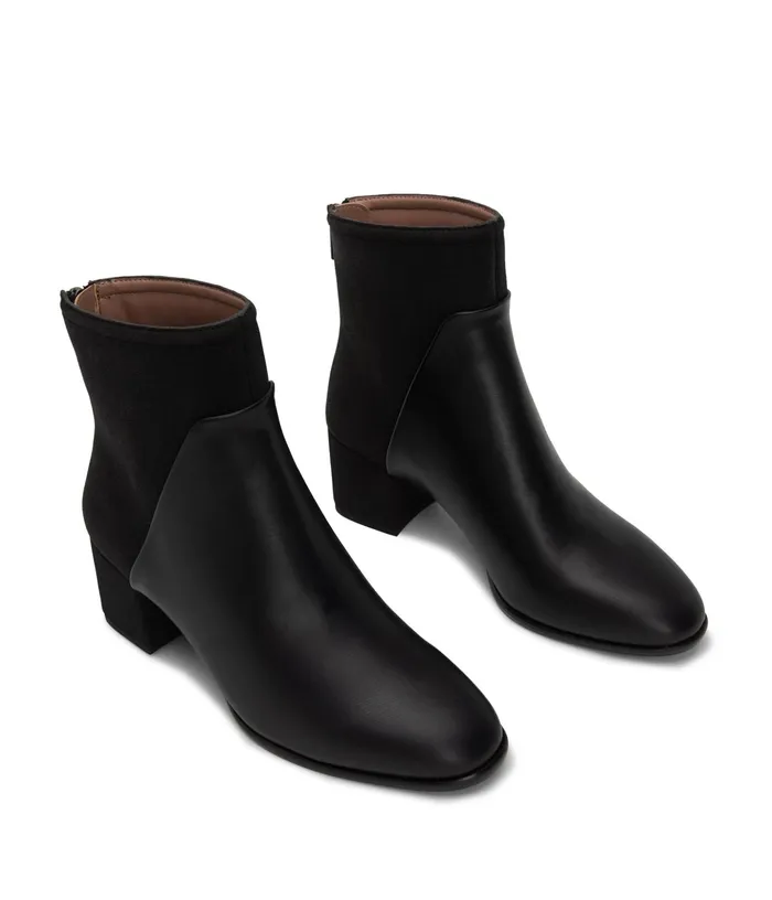 Women Dea Vegan Mid Heel Boots Black Matt and Nat Heels