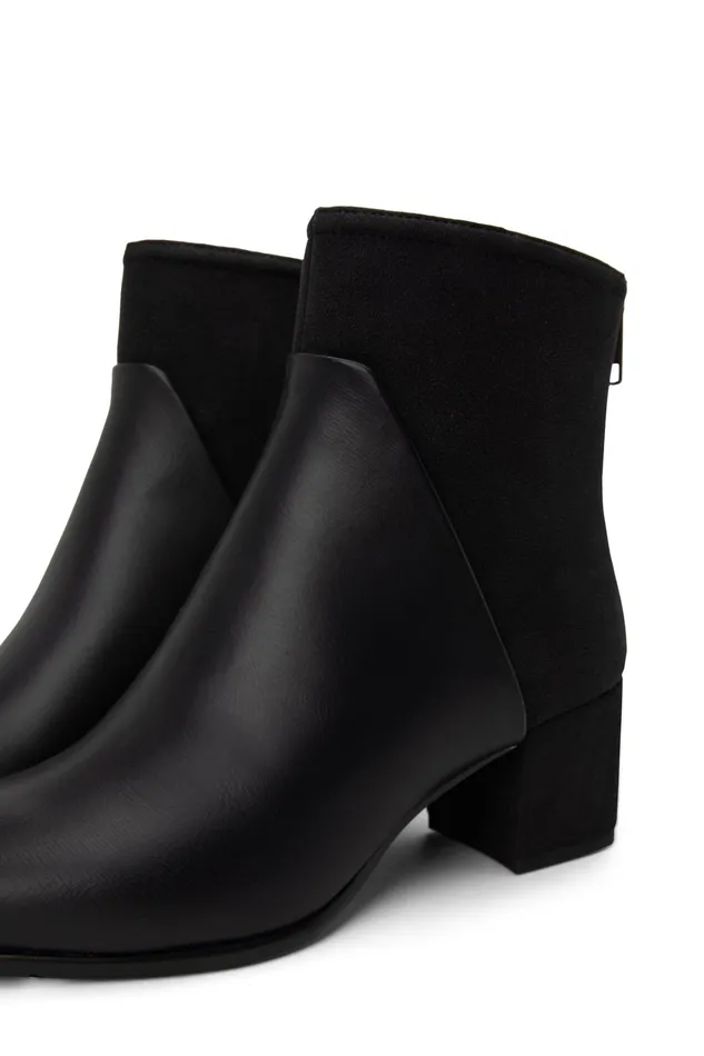 Women Dea Vegan Mid Heel Boots Black Matt and Nat Heels