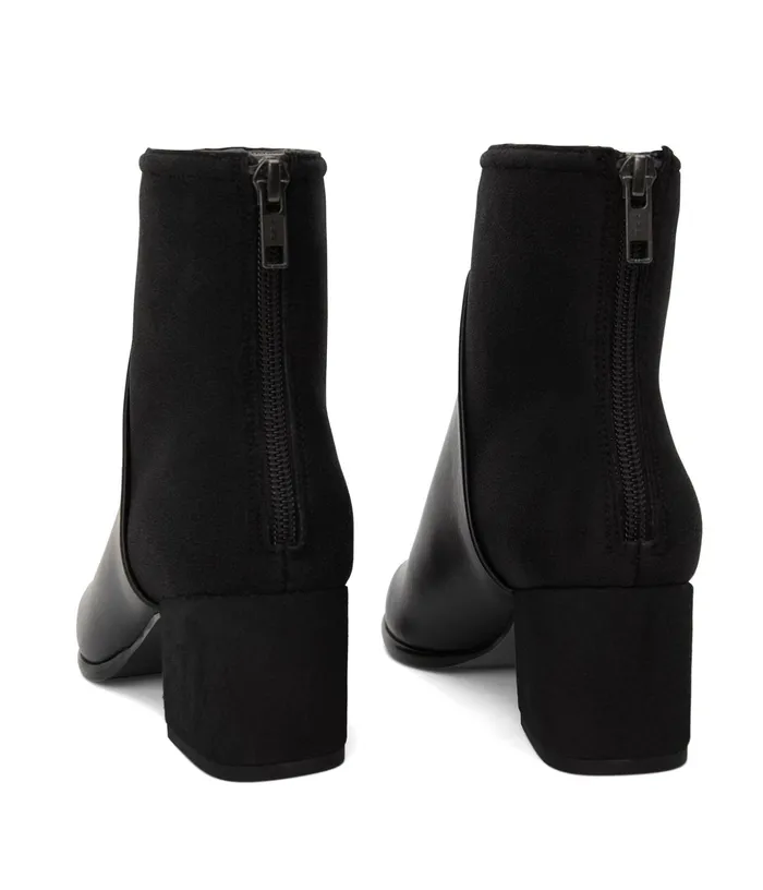 Women Dea Vegan Mid Heel Boots Black Matt and Nat Heels